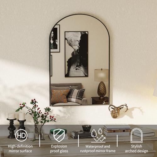 NEWBULIG 40"X30" Arched Bathroom Mirror for Over Sink, Wall Vanity Mirror