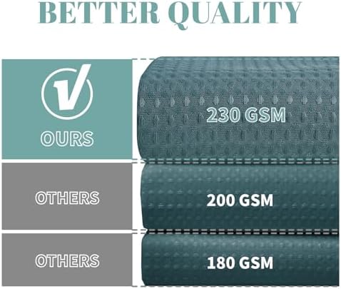 eachope SeawedGreen No Hook Waffle Weave Shower Curtain with snap-in Liner Replacement, 230GSM Waterproof Fabric Hotel Shower Curtain Set for Bathroom, Through Mesh Top Window,54Wx80H