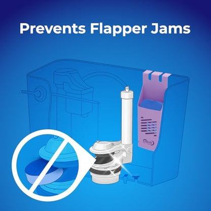 Toilet Tank Tablet Holder with Blue Toilet Bowl Tablets, 8.97 x 3.22 x 2.25 Inch Tablet Holder - Prevents Flapper Jams & Residue, Extends Life of Drop-In Cleaner Tablets (1+2)