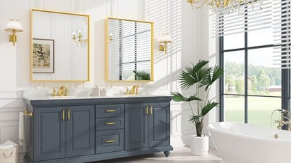 Keonjinn 30x36 Inch Gold Bathroom Mirror for Over Sink, Vanity Mirror