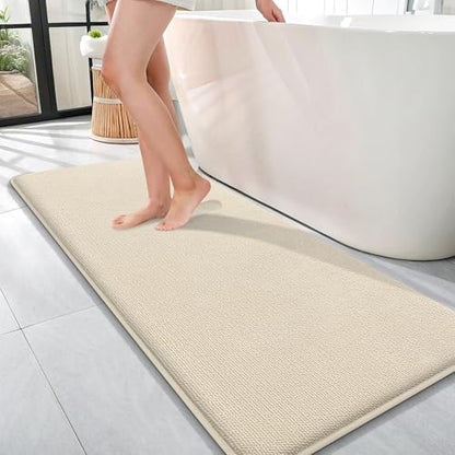 OLANLY Memory Foam Bathroom Runner Rug 47x17, Absorbent Long Bath Mat, Sand