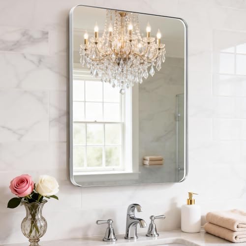 22×34-inch Silver Wall-Mounted Bathroom Mirror