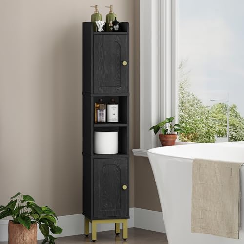 Hzuaneri Slim Bathroom Storage Cabinet, Narrow Bathroom Organizers,2 Doors