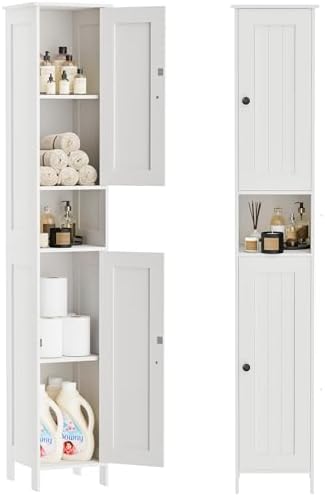 Homleke Tall Bathroom Storage Cabinet with 2 Doors, Slim Bathroom Cabinet