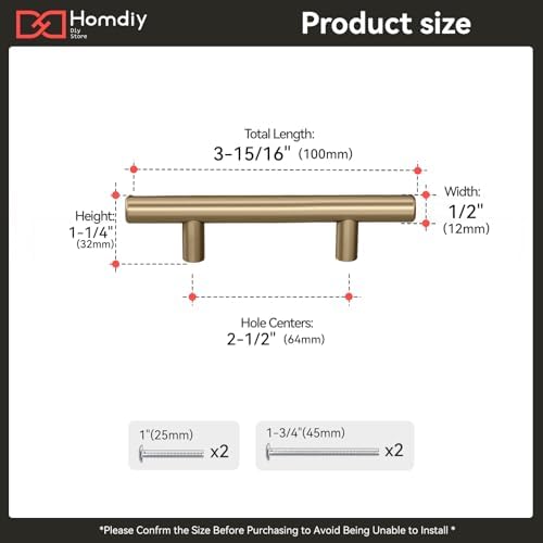 homdiy 25Pack 2-1/2in Cabinet Handles Champagne Bronze Kitchen Cabinet Pulls Drawer Pulls for Dresser Drawers