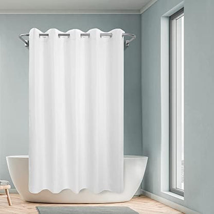 River Dream No Hook Long Shower Curtain or Liner Microfiber White, 71x77
