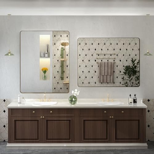 40x30 Inch Bronze Brushed Bathroom Mirror for Wall