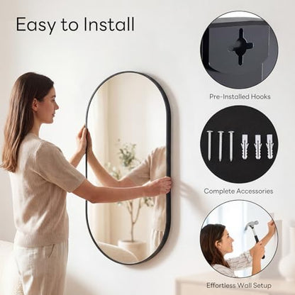 Sweetcrispy Oval Bathroom Wall Mirror, Vanity Mirror, 24x36 Inch