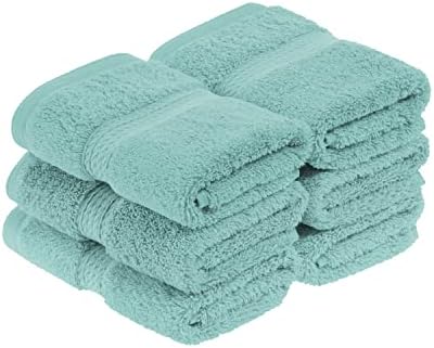 SUPERIOR Egyptian Cotton Plush & Absorbent, Face Towel Set of 6, Turquoise