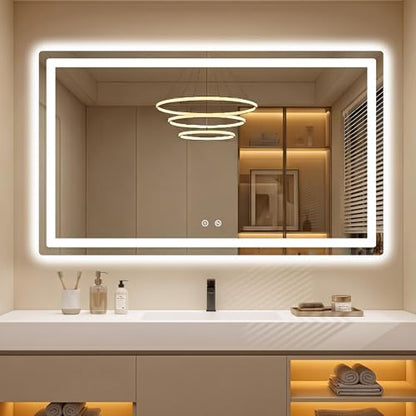 LED Bathroom Mirror with Lights, 30 x 50 Lighted Vanity Wall Mirror