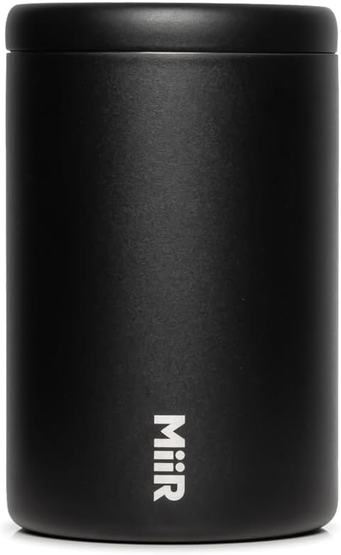MiiR Airlock Coffee Canister, 12-oz Capacity, 18/8 Stainless Steel, 90% Recycled Content, Sleek Minimalist Design, Black