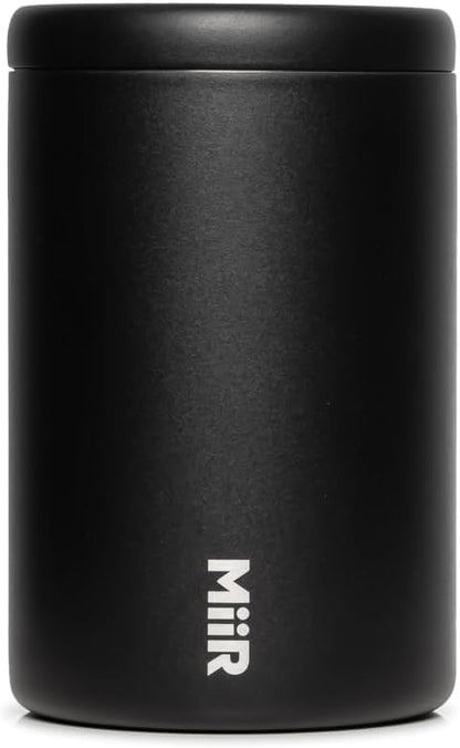 MiiR Airlock Coffee Canister, 12-oz Capacity, 18/8 Stainless Steel, 90% Recycled Content, Sleek Minimalist Design, Black
