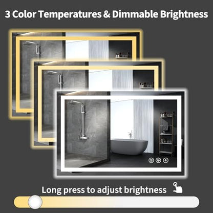Koonmi 55x30 LED Bathroom Mirror, Shatterproof Mirror with Light