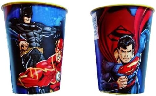 Unique Justice League Super Hero Birthday Party Supplies Bundle Pack Includes Reusable Plastic Cups - 12 Plastic Cups