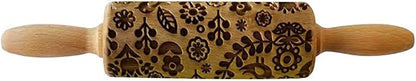 Embossed Rolling Pin for Baking, Wooden Decorative Embossing Cookie Roller for Kitchen(Type A01)
