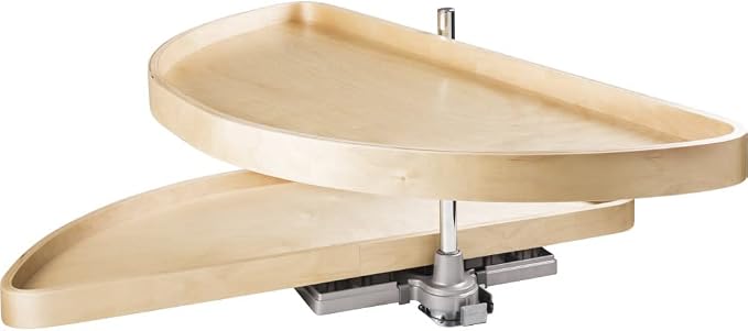 Hardware Resources 38" Blind Corner Cabinet Organizer - UV Coated Finished White Birch Wood Half-Moon Trays - Kitchen Pantry Rotating Racks for Left & Right-Hand Cupboards - Fits 17.5" Cabinet Opening