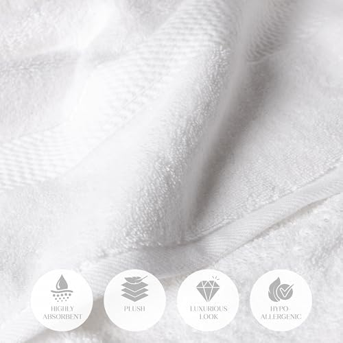 SUPERIOR Egyptian Cotton Ultra Plush & Absorbent, 6 Piece Set, White