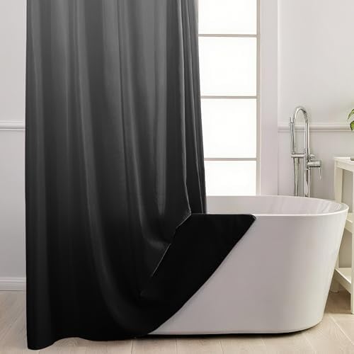 No Hook Shower Curtain and Liner Set for Bathroom, Ombre Black, 71" x 74"