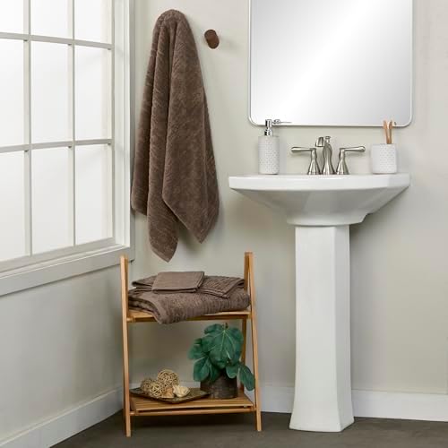 SKL Home CloudSoft Washcloth Set, 4-Piece, 100% Cotton Luxury, Mink Brown