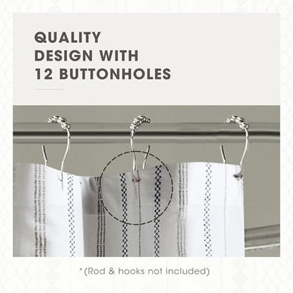INK+IVY Tufted Chenille 100% Cotton Shower Curtains Machine Washable, Modern Home Bathroom Décor Bathtub Privacy Screen, 72" W x 72" L, White/Navy (Pack of 4)