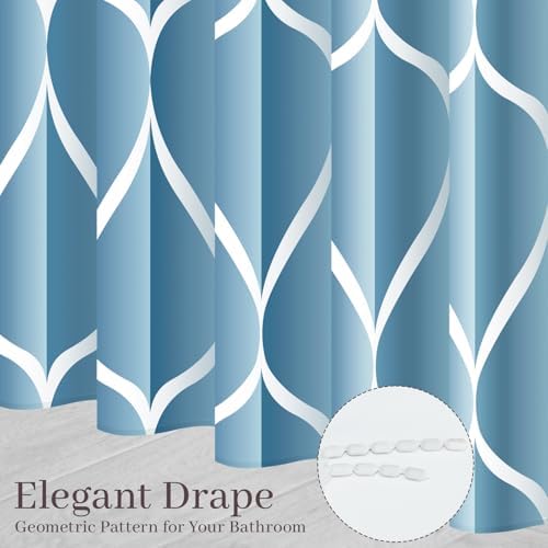 Gelbchu Geometric Shower Curtain for Bathroom, Moonlight Blue, 72x72