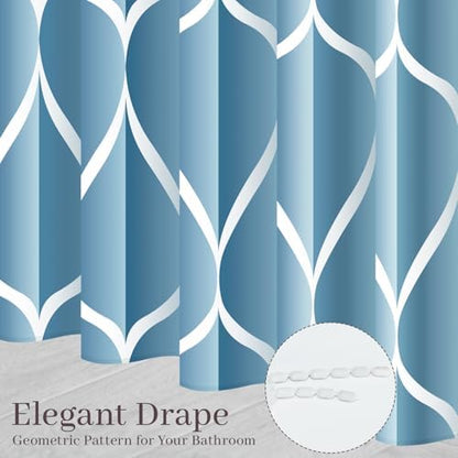 Gelbchu Geometric Shower Curtain for Bathroom, Moonlight Blue, 72x72