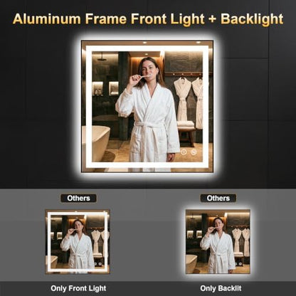 LED Bathroom Mirror with Light, 30x30 Vanity Mirror for Wall with Frame