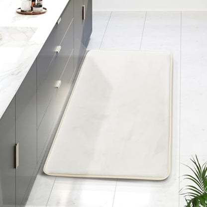 Clara Clark Bathroom Rugs, Velvet Memory Foam Bath Mat, Non-Slip Bath Rugs, Machine Wash, Dries Quickly, Ultra Soft Plush Bath Mats for Bathroom, 24 x 36, Off White