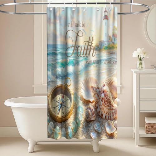 Luxury Ocean Aesthetic Shower Curtain Beach Nautical Funky Inspirational