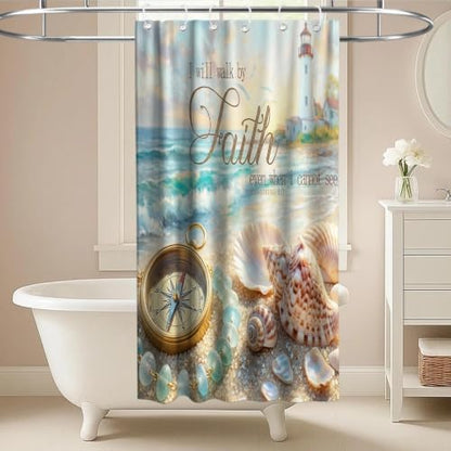 Luxury Ocean Aesthetic Shower Curtain Beach Nautical Funky Inspirational