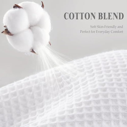 Waterproof Waffle Shower Curtain Heavyweight Cotton Fabric White 72Wx72L
