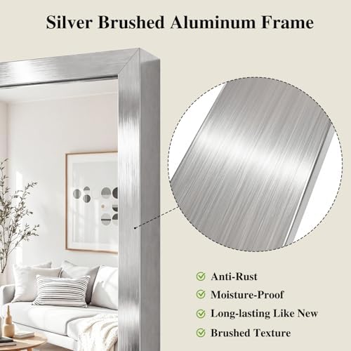 Koonmi Silver Rectangle Wall Mirror, 30x36 Inch Bathroom Mirror, Aluminum Frame Vanity Mirror for Entryway, Living Room, Bedroom Bathroom, Hangs Horizontally or Vertically