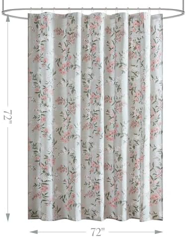 Martha Stewart Meadow Floral Shower Curtain for Bathroom, 72 x 72, Green