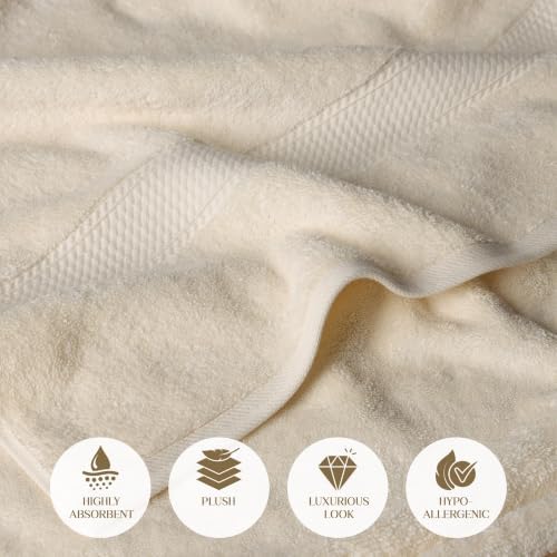 SUPERIOR Egyptian Cotton Ultra Plush & Absorbent, 3 Piece Set, Cream
