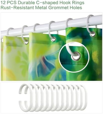 Floral Hummingbird Shower Curtain for Bathroom with Hooks Green 72x72