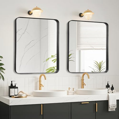 Black Bathroom Vanity Mirror Over Sink 30x30, Small Wall Square Mirror