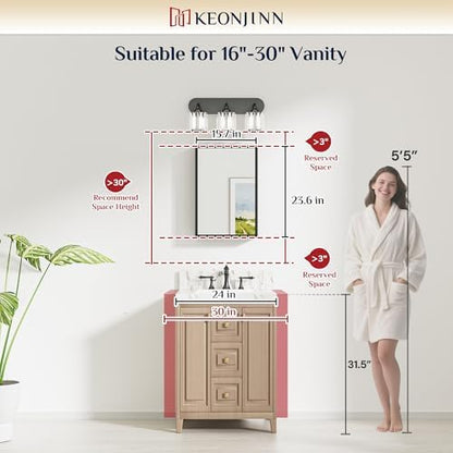 Keonjinn 16" x 24" Small Bathroom Mirrors for Over Sink, Black Metal Framed