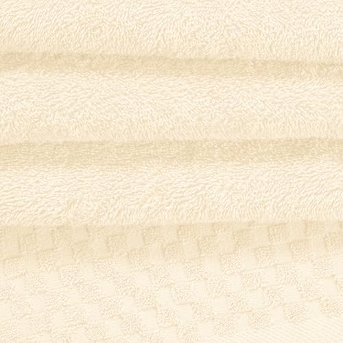 MyOwn Ultra Soft 3 Pack Cotton Towel Set, Contains a Bath Towels 28x55 inch, a Hand Towels 16x24 inch & a Wash Coths 12x12 inch, Ideal Everyday use, Compact & Lightweight - Ivory