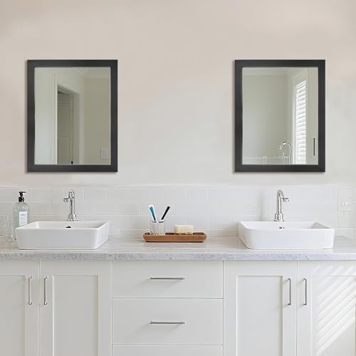 Rectangular Wall Mirror 20x16 Inch Bathroom Mirror for Over Sink, Black