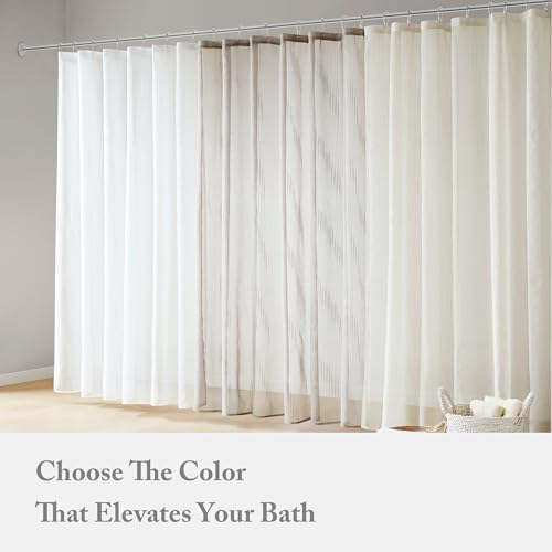 Madison Park Anna Sheer Shower Curtain for Bathroom, 72 x 72, Ivory
