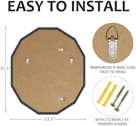 23.5x27.5 Inch Bathroom Mirrors for Over Sink, Round Frameless Mirror