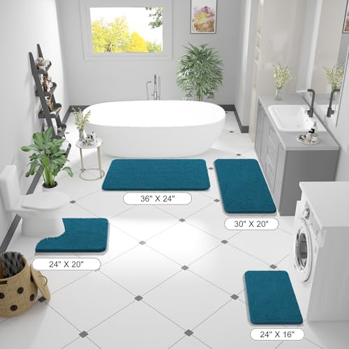 OLANLY Bathroom Runner Rugs 47x24, Extra Soft Absorbent Chenille Bath Rugs