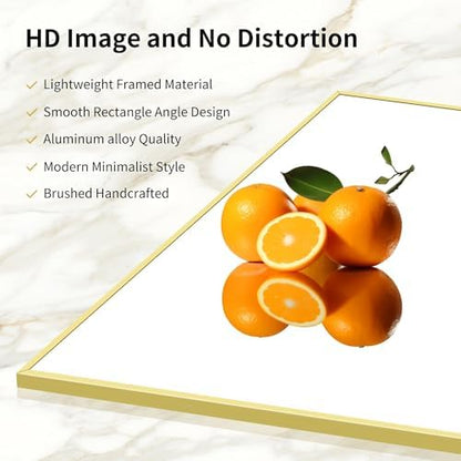 COFENY 30x40In Gold Bathroom Mirror for Wall, Brushed Gold Rectangle Mirrors with Metal Frame, Bathroom Rectangular Mirror Modern Wall Mirror for Bedroom Living Room, Hangs Horizontal or Vertical