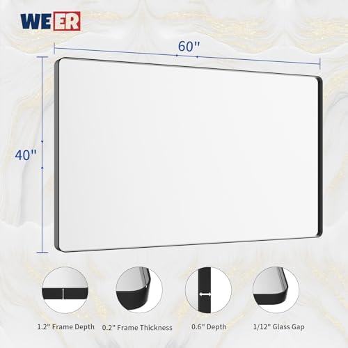 WEER Black Bathroom Vanity Mirror 60X40 Inch
