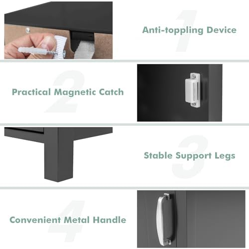 Giantex Narrow Bathroom Storage Cabinet with Adjustable Shelf (Black)