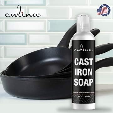 Culina Quality - Cast Iron Cleaning Soap | 100% Plant-Based Castile & Coconut Oil Soap | Best for Cleaning, Restoring, Removing Rust and Care Before Seasoning | For Skillets, Pans & Cast Iron Cookware