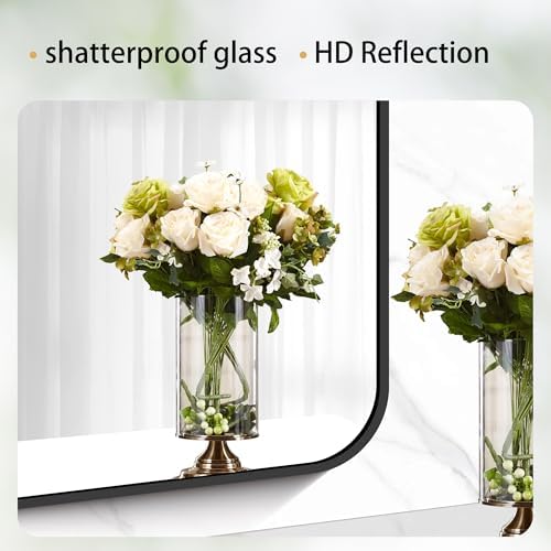 DESBING 30" x 36"Bathroom Mirror, Matte Black Wall Mirror with Metal Frame, Decorative Rectangular Vanity Mirror for Bedroom Bathroom Living Room Entryway (Horizontal/Vertical)