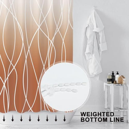 Striped Shower Curtain for Bathroom, Burnt-Orange, 72" W x 72" L