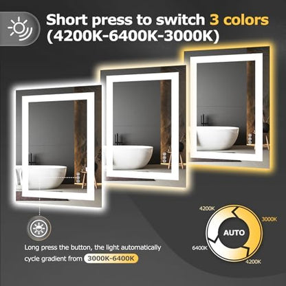 Hivone 20"X28" LED Bathroom Mirror with Lights, UL Listed