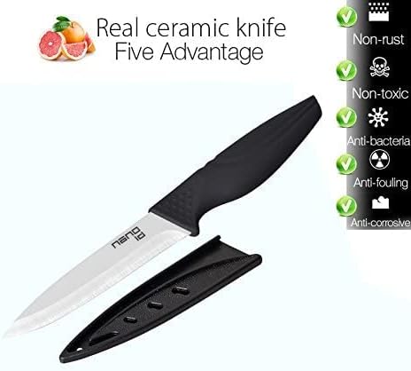 Steak Knives set of 6, Nano ID Ceramic Stake Knife Sharp Ceramic Knife Perfect Festival Present (black)
